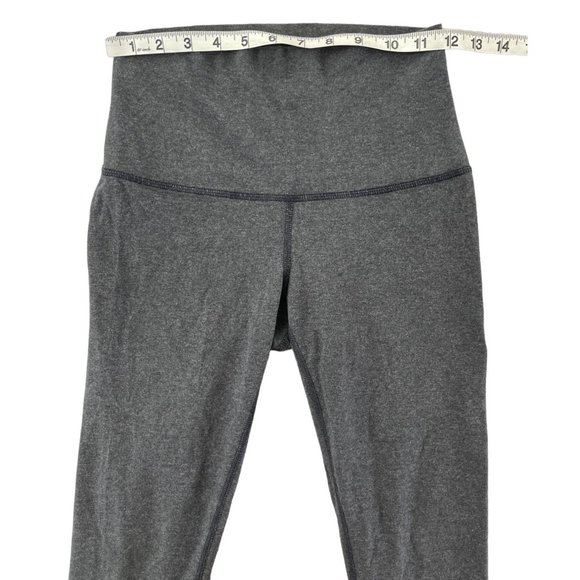 Lululemon Wunder Under Crop Roll Down Leggings Heathered Black Gray Sz 4 Cotton‎ - Picture 7 of 11